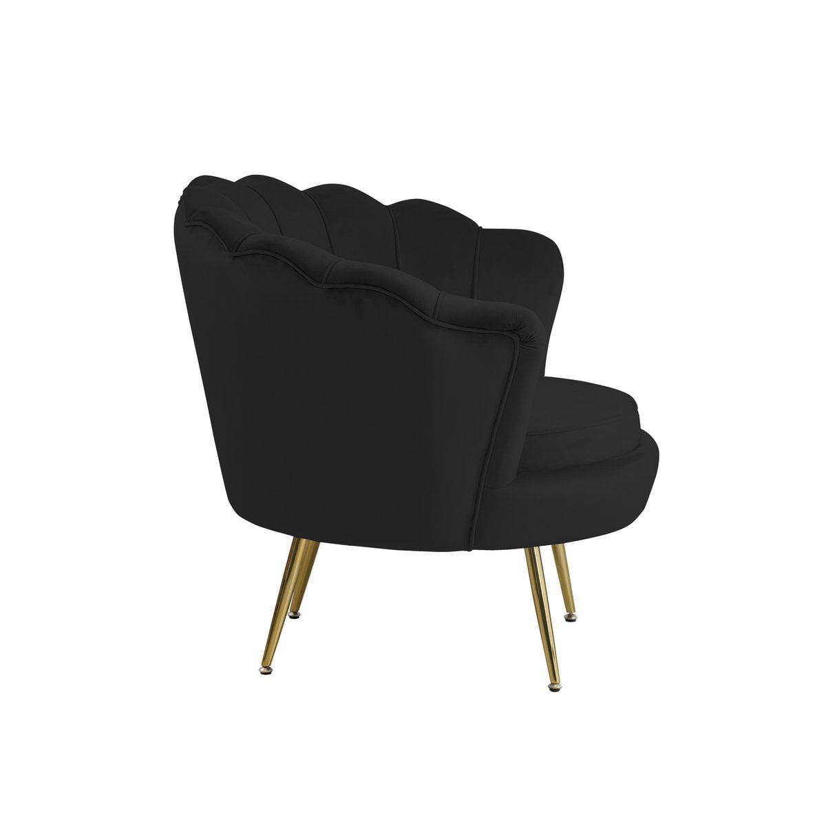 Muschelsessel aus Samt schwarz mit goldfarbenem Gestell | VIA X SELECTION