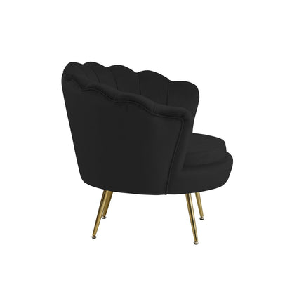 Muschelsessel aus Samt schwarz mit goldfarbenem Gestell | VIA X SELECTION