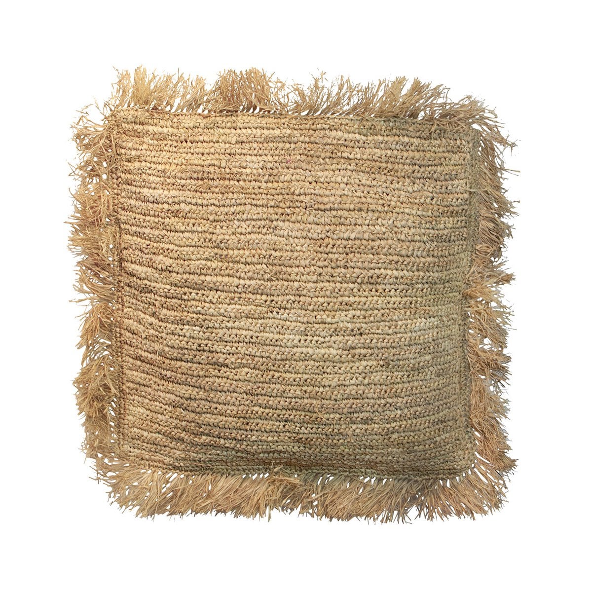 Großer Kissenbezug aus Raffia in Naturton, 60 × 60 cm | VIA X SELECTION