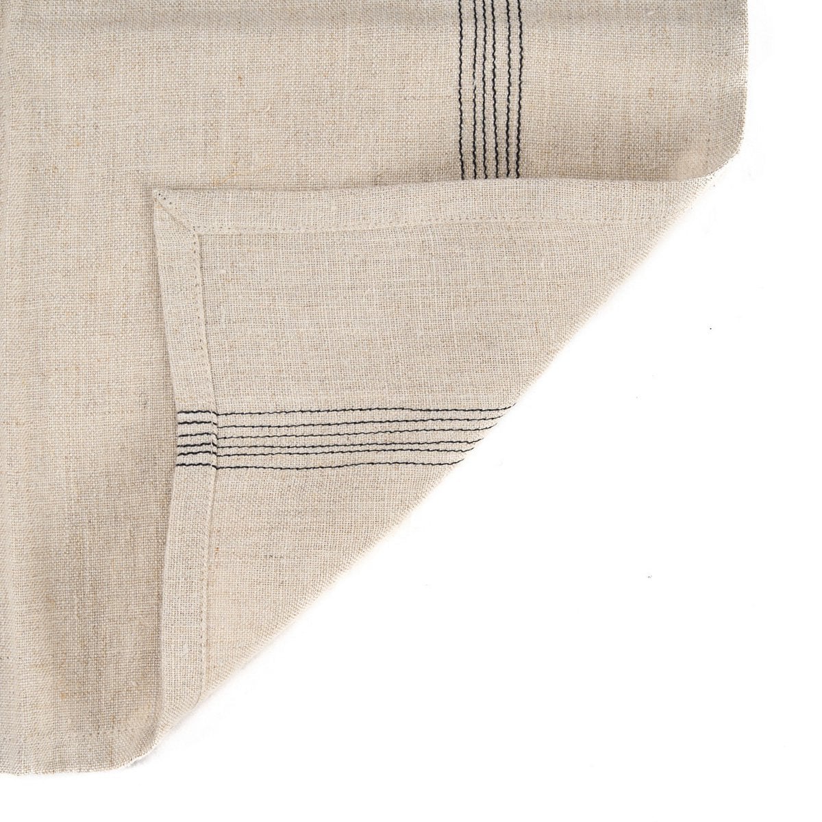 Leinenserviette in Natur und Schwarz, 45 × 45 cm | VIA X SELECTION