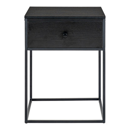 Nachttisch schwarz mit Schublade, 40 × 40 × 55 cm | VIA X SELECTION