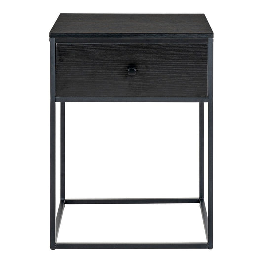 Nachttisch schwarz mit Schublade, 40 × 40 × 55 cm | VIA X SELECTION