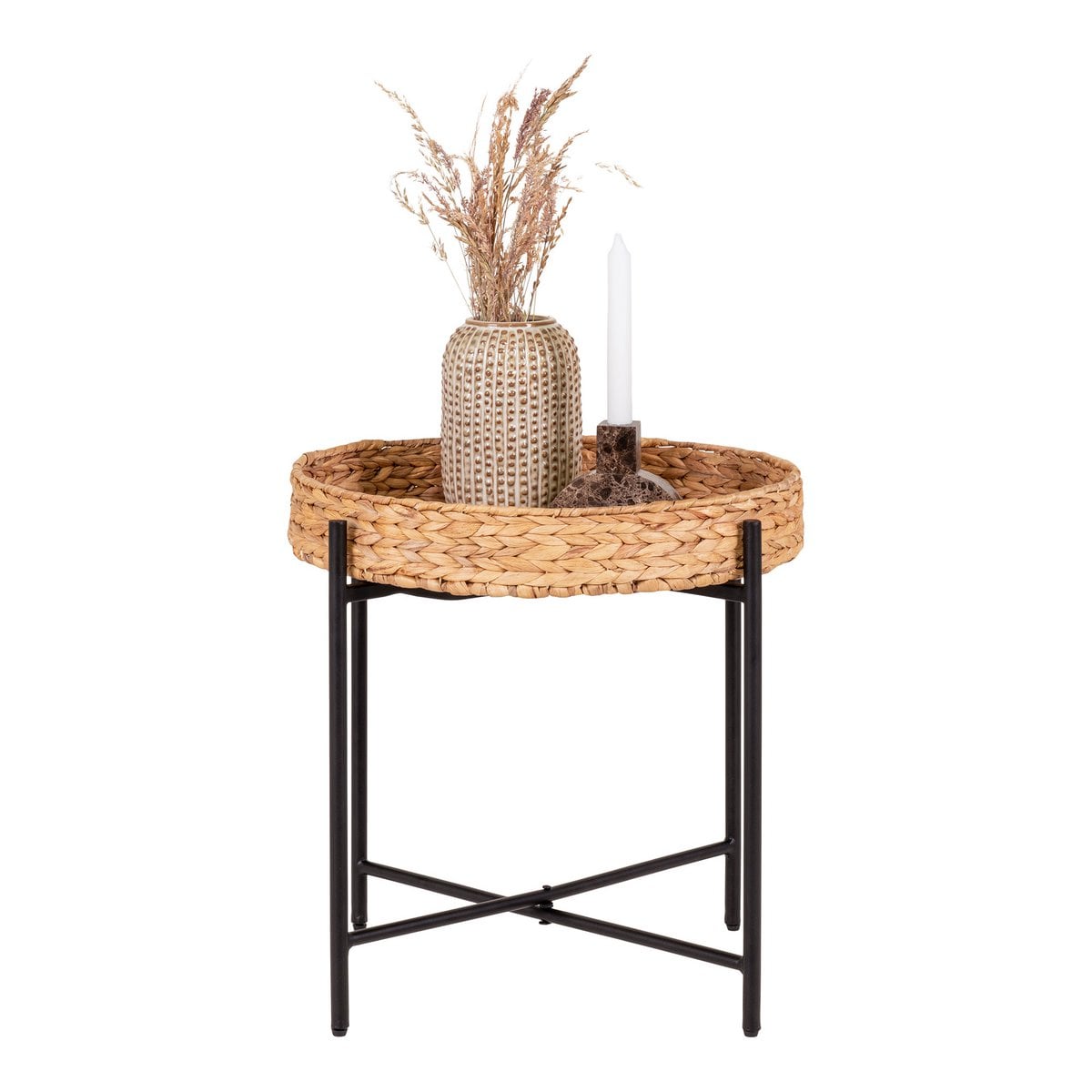 Runder Beistelltisch mit Wasserhyazinthe Ø 50 × 48,5 cm | VIA X SELECTION