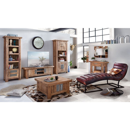 Couchtisch-Truhe aus recyceltem Teakholz und Metall, 85 × 85 × 40 cm | VIA X SELECTION
