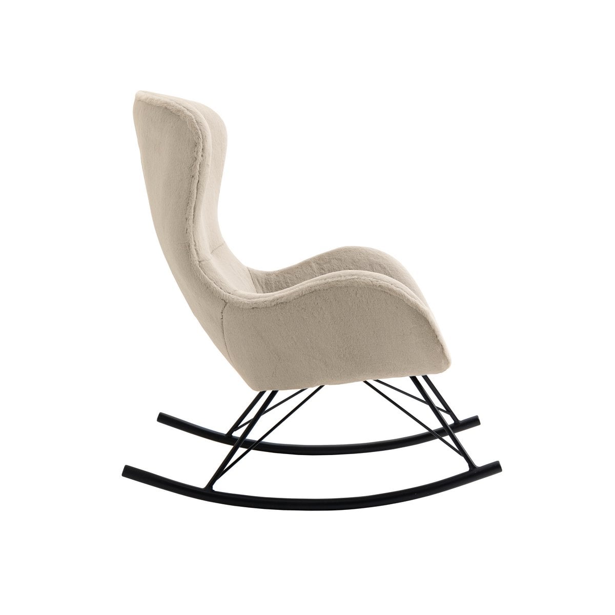 Schaukelstuhl in Lammfell-Optik in Beige | VIA X SELECTION