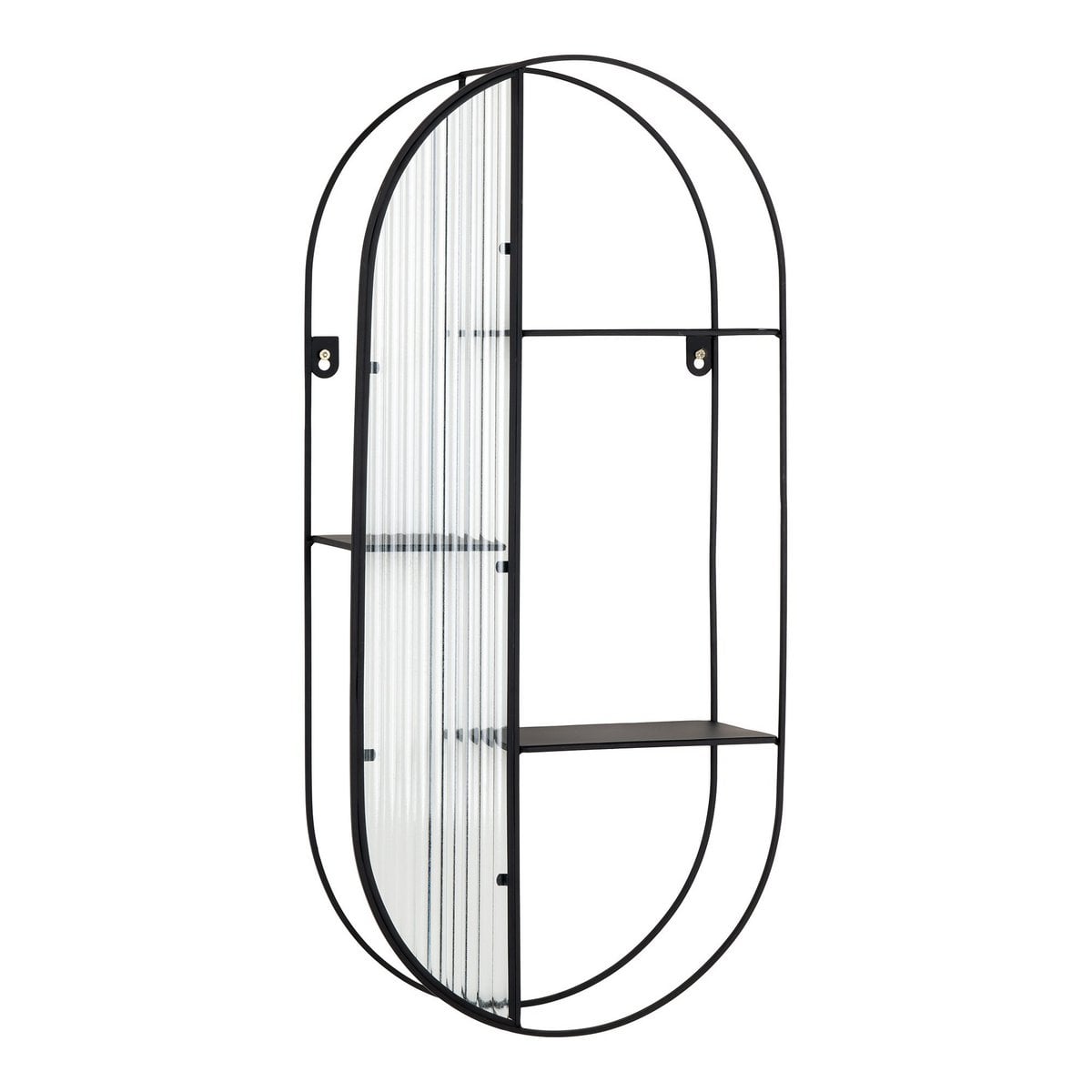 Wandregal mit 3 Glasablagen schwarz, 32 × 11 × 68 cm | VIA X SELECTION