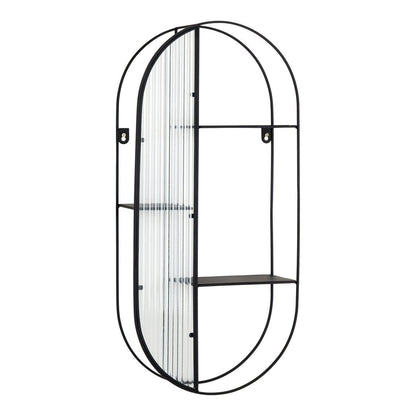 Wandregal mit 3 Glasablagen schwarz, 32 × 11 × 68 cm | VIA X SELECTION