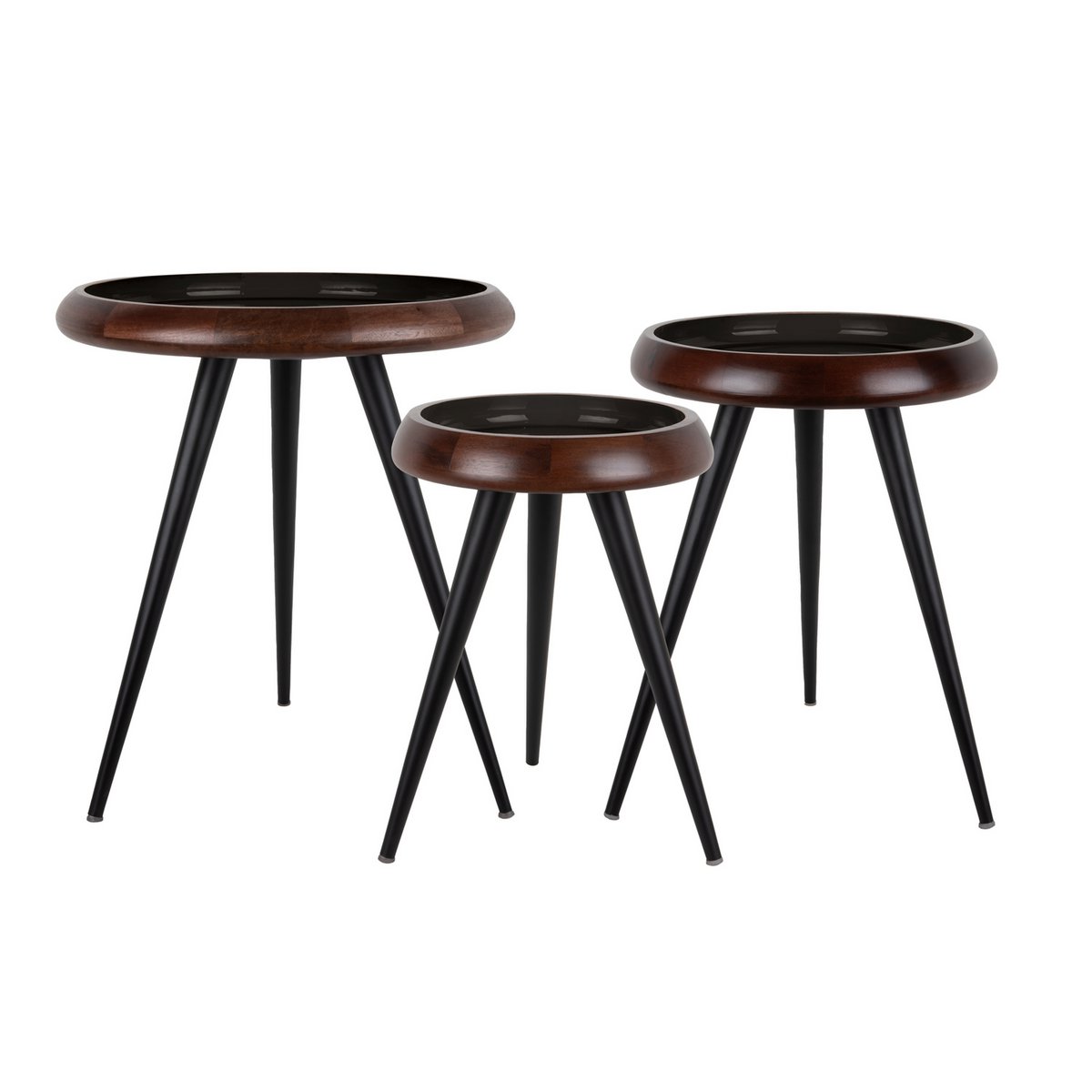 Beistelltisch-Set Walnussoptik, Ø, 52 × 59 cm | VIA X SELECTION