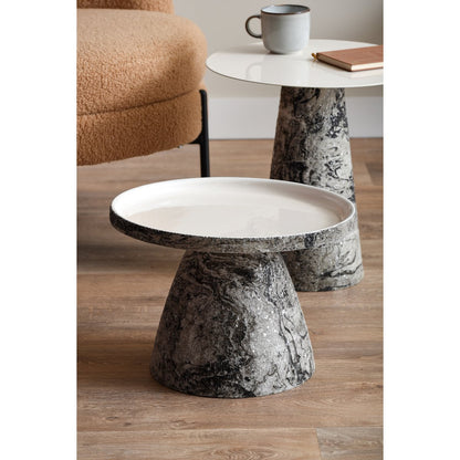 Beistelltisch mit Marmoroptik-Sockel, 42 × 42 × 29 cm | VIA X SELECTION