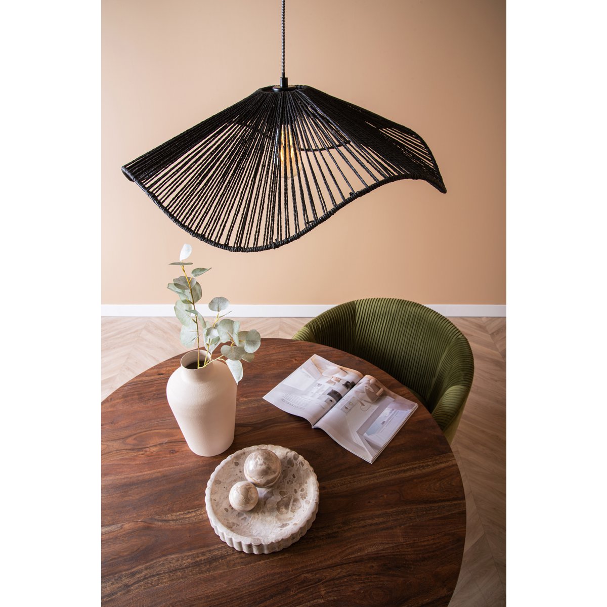 Leitmotiv Sombra Pendelleuchte aus Jute schwarz | VIA X SELECTION