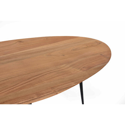 Ovaler Couchtisch aus Akazienholz und Metall, 150 × 60 × 45 cm | VIA X SELECTION