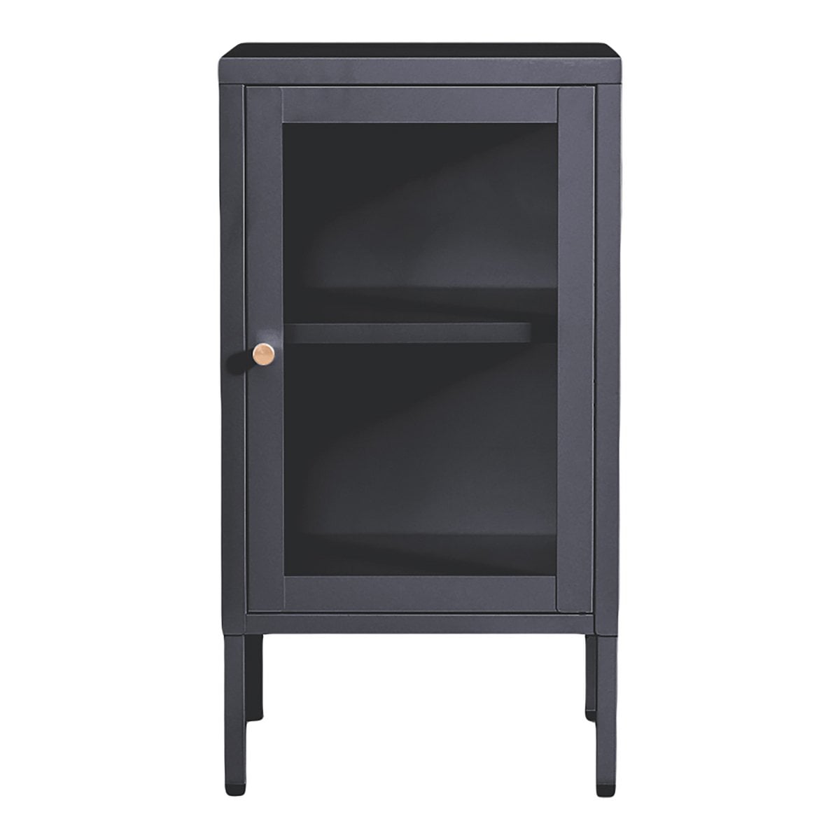 Vitrine aus grauem Stahl und Glas, 38 × 35 × 70 cm | VIA X SELECTION