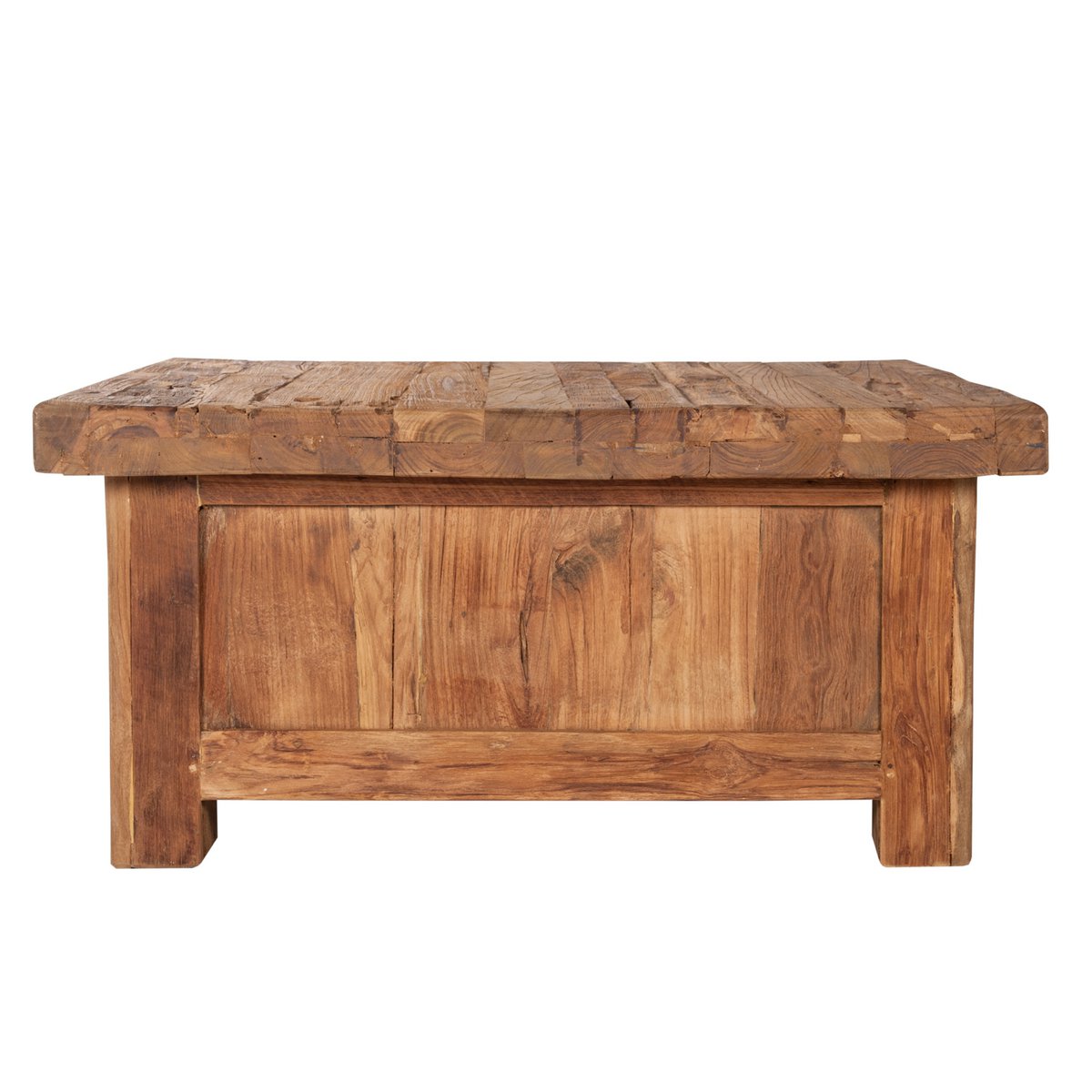 Couchtisch-Truhe aus recyceltem Teakholz und Metall, 85 × 85 × 40 cm | VIA X SELECTION