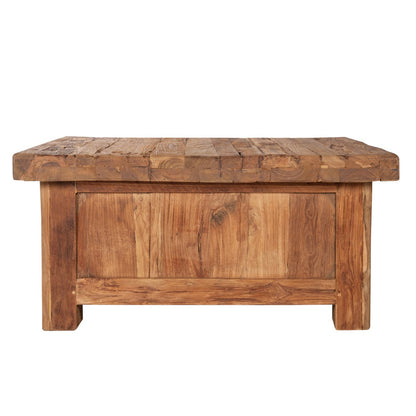 Couchtisch-Truhe aus recyceltem Teakholz und Metall, 85 × 85 × 40 cm | VIA X SELECTION