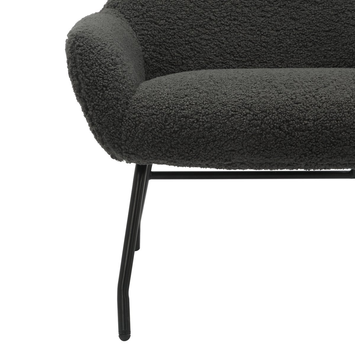 Sessel mit Hocker in Teddyfell-Optik anthrazit | VIA X SELECTION