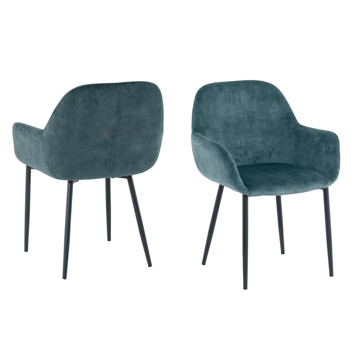Armlehnstuhl aus Samt blau im 2er-Set | VIA X SELECTION