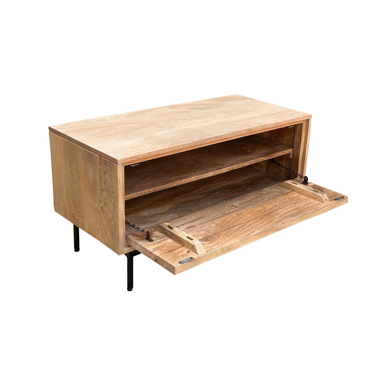 Schuhschrank aus Mangoholz mit Lamellenfront, 40 × 85 × 45 cm | VIA X SELECTION