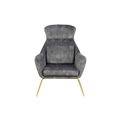 Relaxsessel aus Velours grau mit goldfarbenem Gestell | VIA X SELECTION