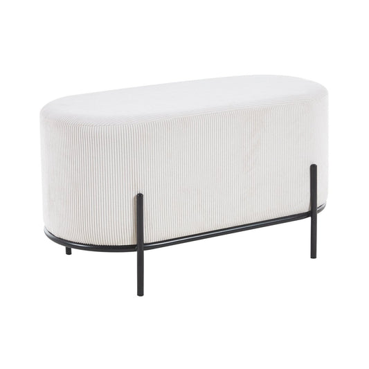 Polsterhocker aus Cordoptik beige mit rechteckiger Form | VIA X SELECTION
