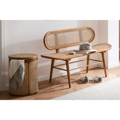Sitzbank aus Rattan natur 141 cm mit Teakgestell | VIA X SELECTION