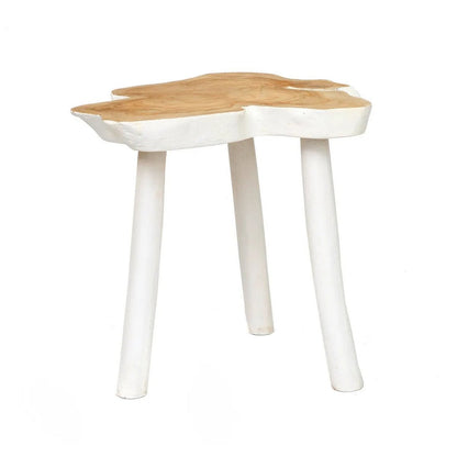Beistelltisch in organischer Form Natur-Weiß, 45 × 45 × 40 cm | VIA X SELECTION