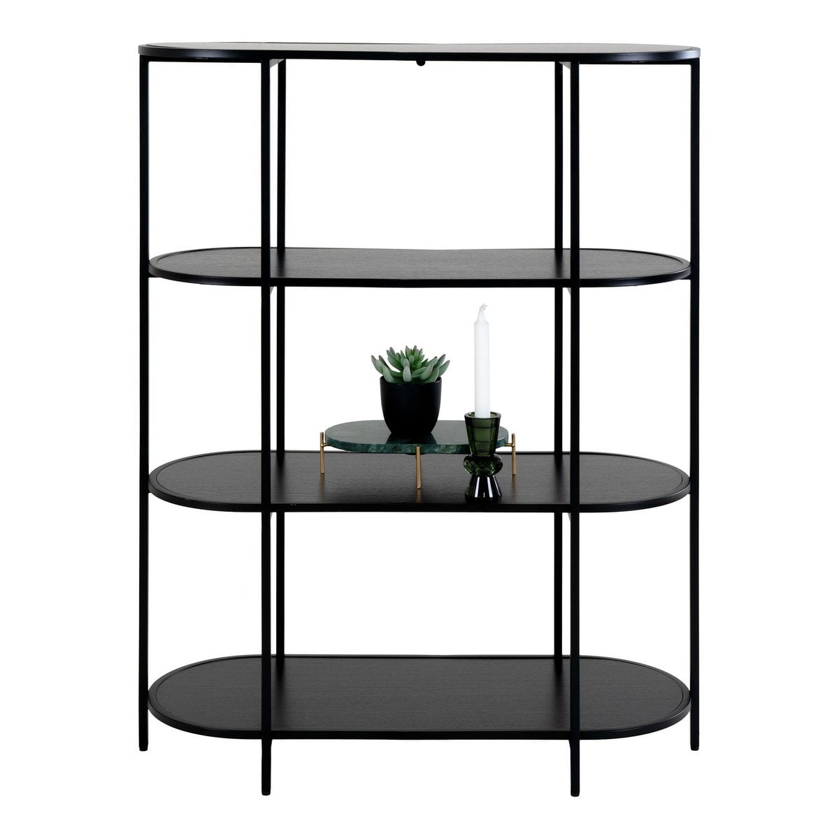 Regal mit 4 ovalen Ablagen schwarz, 85 × 36 × 111 cm | VIA X SELECTION
