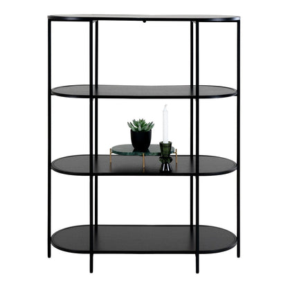 Regal mit 4 ovalen Ablagen schwarz, 85 × 36 × 111 cm | VIA X SELECTION