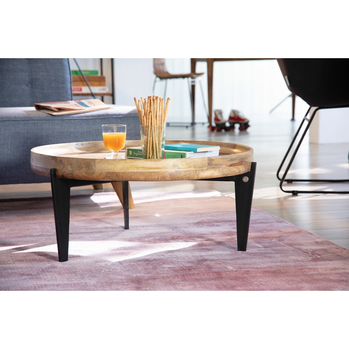 TOM TAILOR Home runder Couchtisch aus Mangoholz mit Tablettfunktion, Ø, 75 × 34 cm | VIA X SELECTION