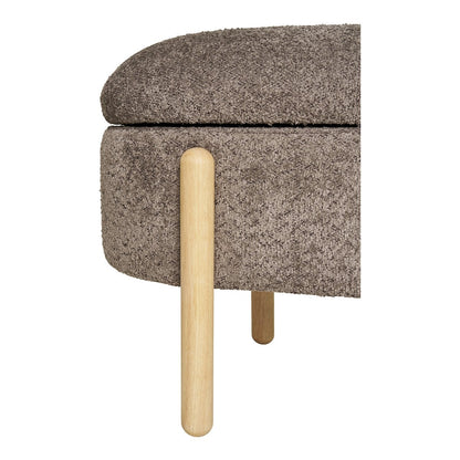 Sitzbank aus Stoff braun 98 cm mit Holzgestell | VIA X SELECTION