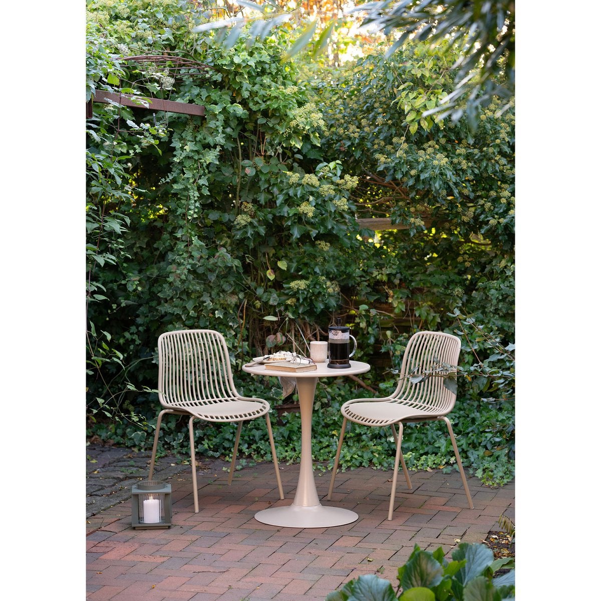 Runder Bistrotisch aus Stahl in Taupe, Ø 60 cm | VIA X SELECTION