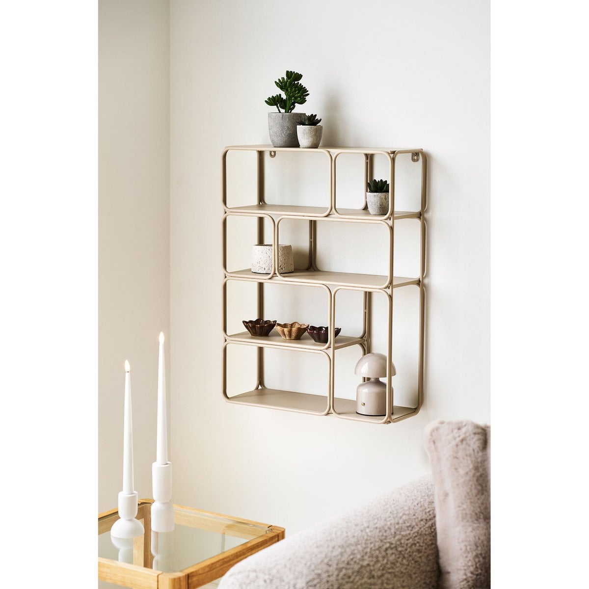Wandregal Hochformat beige, 48 × 18 × 64 cm | VIA X SELECTION