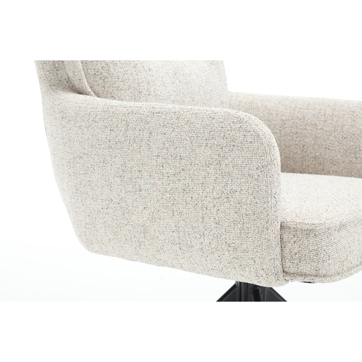 Armlehnstuhl aus Strukturstoff beige mit schwarzem Metallgestell | VIA X SELECTION