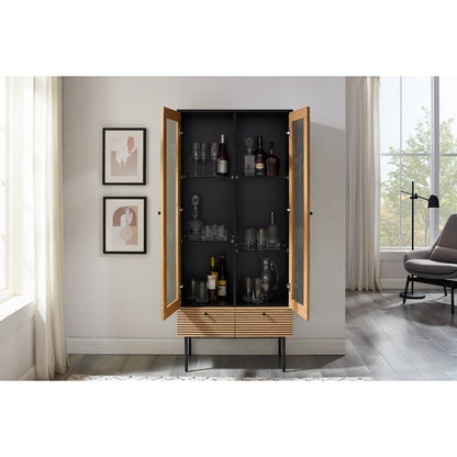 Vitrine mit Eichenfront, 43 × 79 × 179 cm | VIA X SELECTION