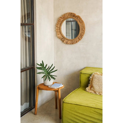 Runder Wandspiegel mit Raffia-Rahmen natur 60 cm | VIA X SELECTION