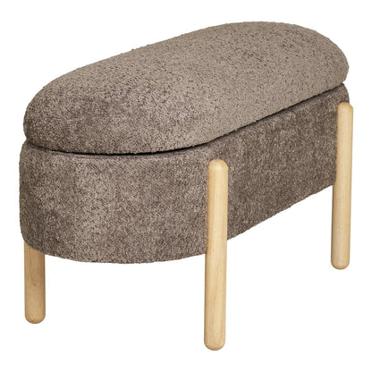 Sitzbank aus Stoff braun 98 cm mit Holzgestell | VIA X SELECTION