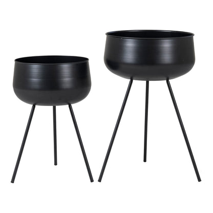 Blumentopf-Set aus Stahl schwarz 2-teilig | VIA X SELECTION