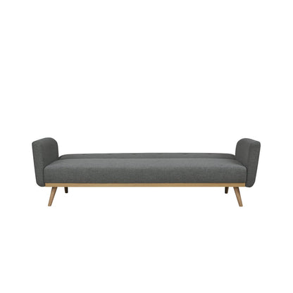 Schlafsofa in grauem Feinstrukturstoff mit Holzgestell | VIA X SELECTION
