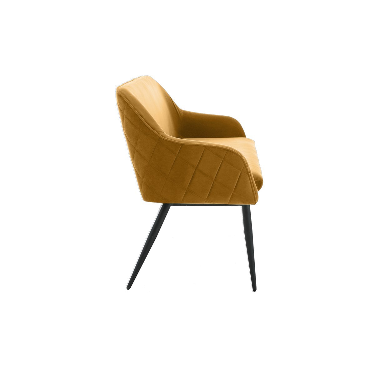 Sitzbank aus Samt senfgelb 160 cm mit Rautensteppung | VIA X SELECTION