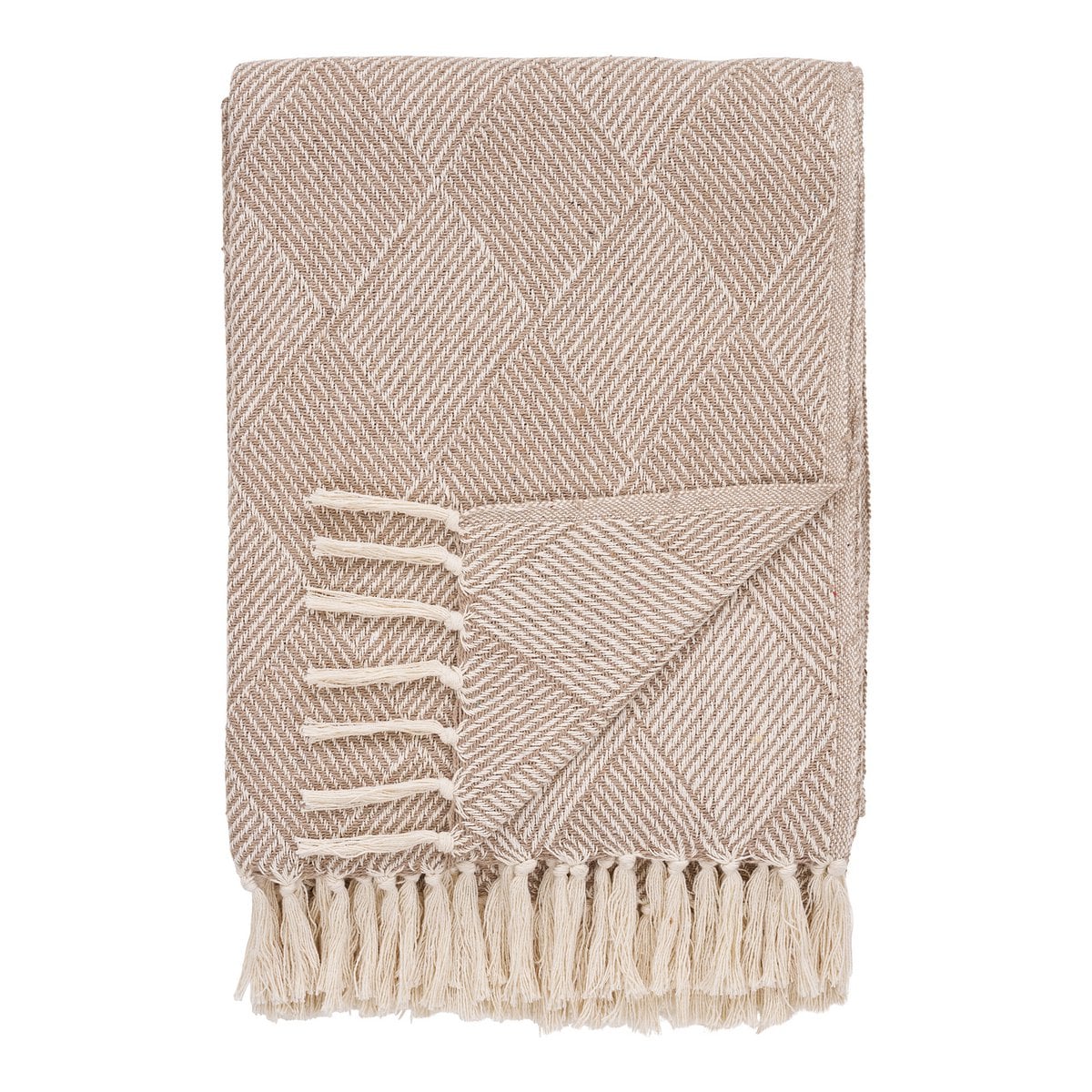 Plaid aus Baumwollmix in Taupe und Beige, 130 × 180 cm | VIA X SELECTION