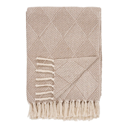 Plaid aus Baumwollmix in Taupe und Beige, 130 × 180 cm | VIA X SELECTION