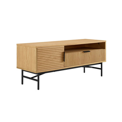 TV-Lowboard mit Eichenfurnier und Schublade, 120 × 40 × 50 cm | VIA X SELECTION