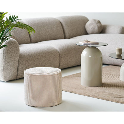 Runder Cord-Pouf in Beige | VIA X SELECTION