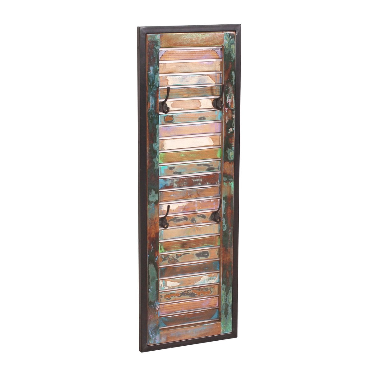 Wandgarderobe aus recyceltem Holz mit 8 Haken, 33 × 8 × 99 cm | VIA X SELECTION