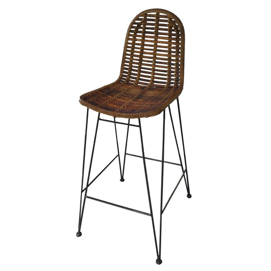 Barhocker aus Rattan natur mit Rückenlehne | VIA X SELECTION