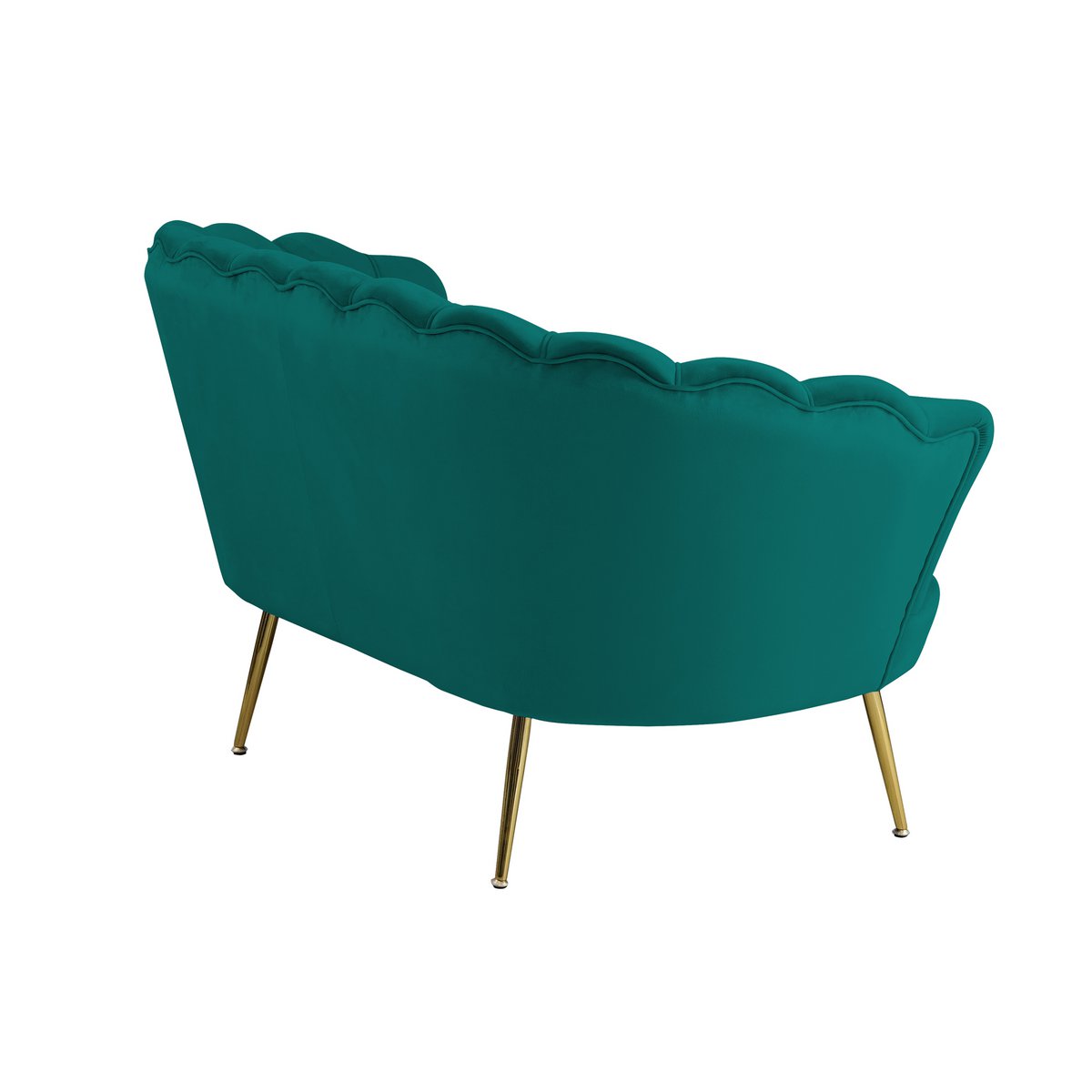 Muschelsofa in grüner Samtoptik mit goldfarbenem Metallgestell | VIA X SELECTION