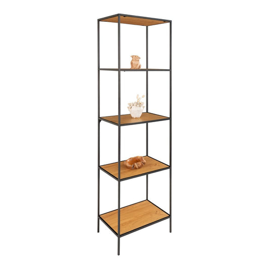 Regal mit 5 Ablagen eichenfarben-schwarz, 51 × 36 × 170 cm | VIA X SELECTION