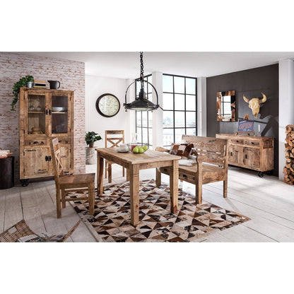 Esszimmerstuhl aus recyceltem Mangoholz mit rustikaler Patina im 2er-Set | VIA X SELECTION