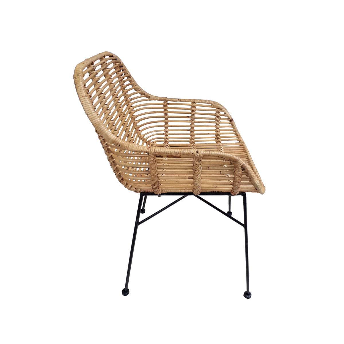 Armlehnstuhl aus Rattan mit schwarzem Metallgestell im 2er-Set | VIA X SELECTION