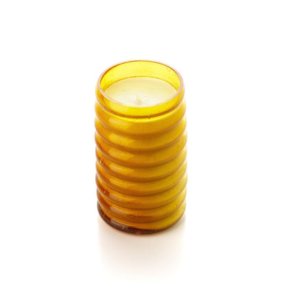Kerzenglas aus honigfarbenem Rippglas hoch 12,5 cm | VIA X SELECTION
