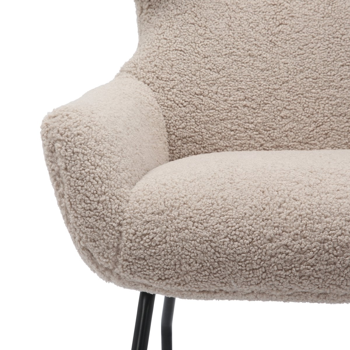 Sessel mit Hocker in Teddyfell-Optik in Taupe | VIA X SELECTION